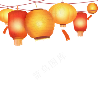 挂着的灯笼卡通png素材,免抠元素
