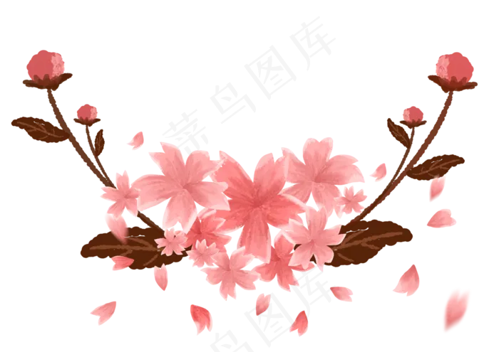 唯美粉色樱花花簇花朵小清新免费,免抠元素