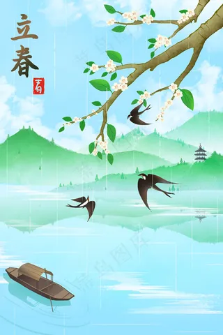 立春春天燕子湖畔