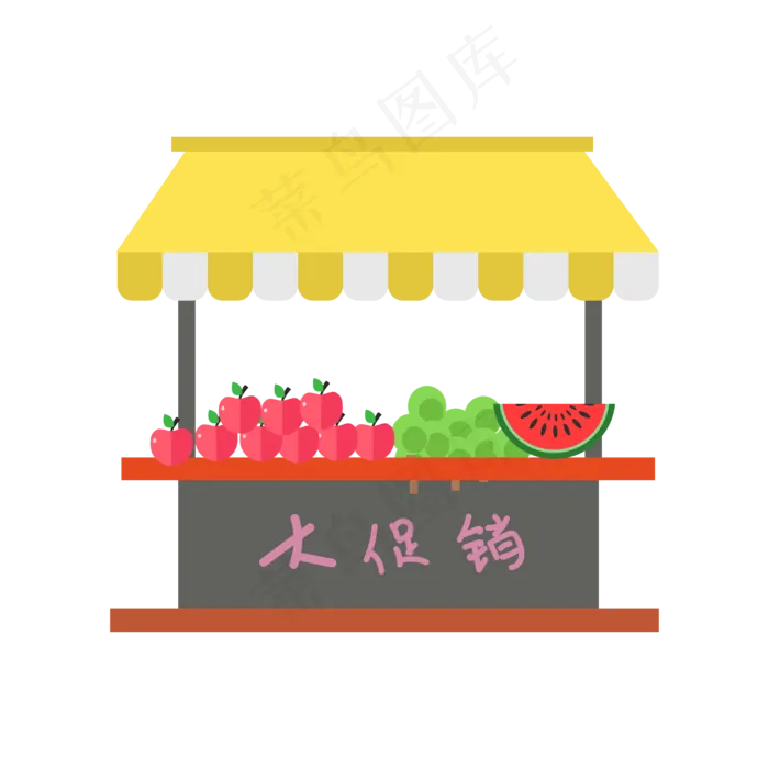 矢量手绘卡通水果摊ai矢量模版下载