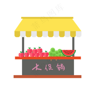 矢量手绘卡通水果摊