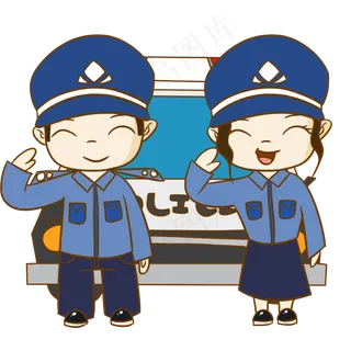 交通出行卡通人物警察,免抠元素