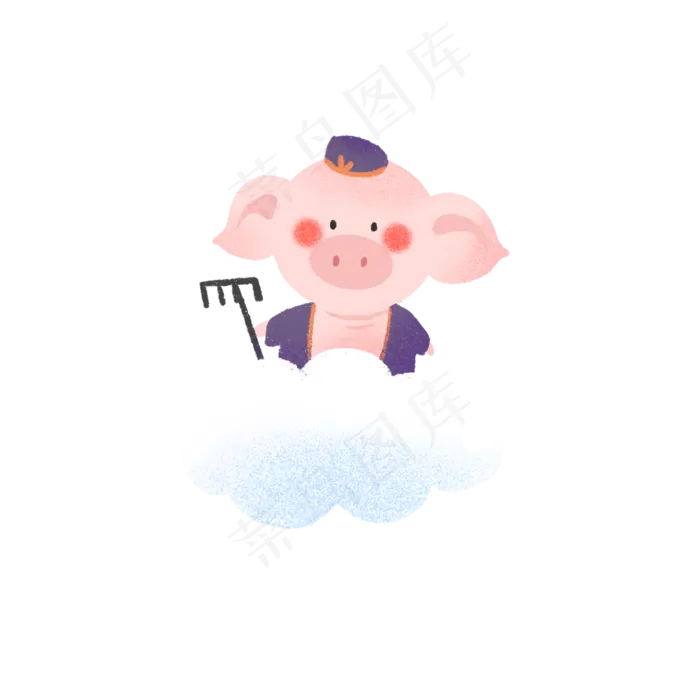 手绘可爱西游记之猪八戒,免抠元素(1200X1200(DPI:300))psd模版下载