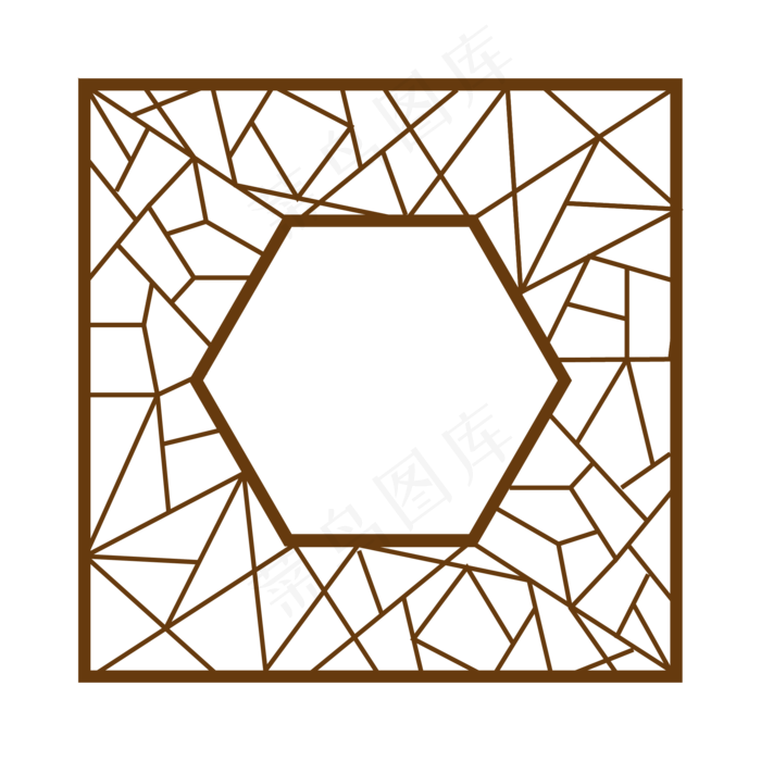 木质中国风复古多边形装饰窗户,免抠元素(500X500)eps,ai矢量模版下载