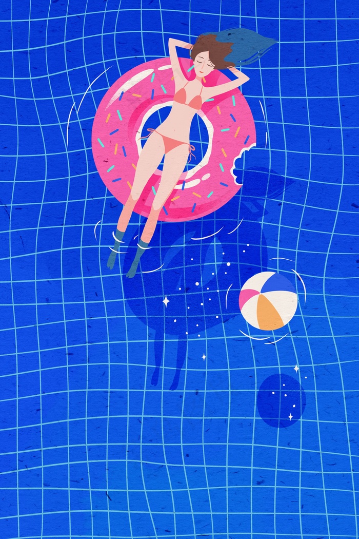 夏日女孩在游泳池