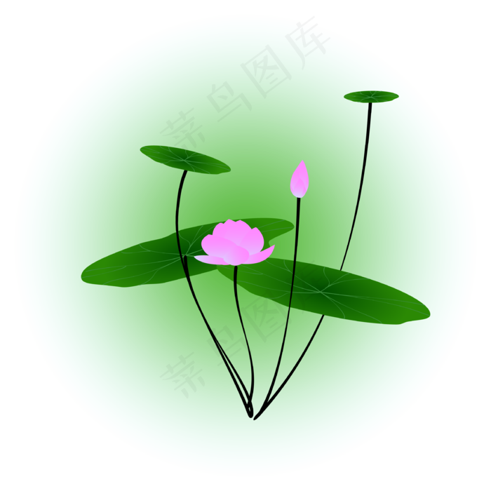 夏日荷花清新精美(3334*3334px 300 dpi )ai矢量模版下载
