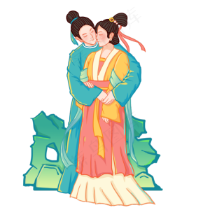淡雅中国风国潮情人人物