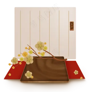 农历新年年货梅花古典文字框和展,免抠元素 农历新年年货梅花古典文字框和展,免抠元素