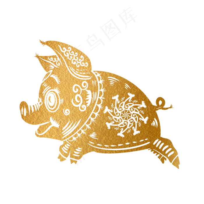 2019新年手绘卡通剪纸猪,免抠元素