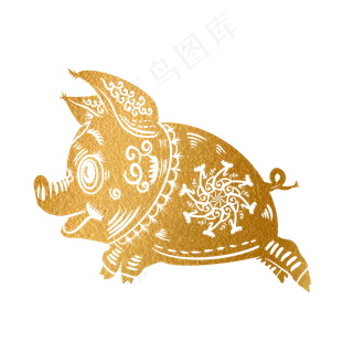 2019新年手绘卡通剪纸猪,免抠元素
