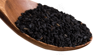 实木勺子和美味的芝麻,免抠元素