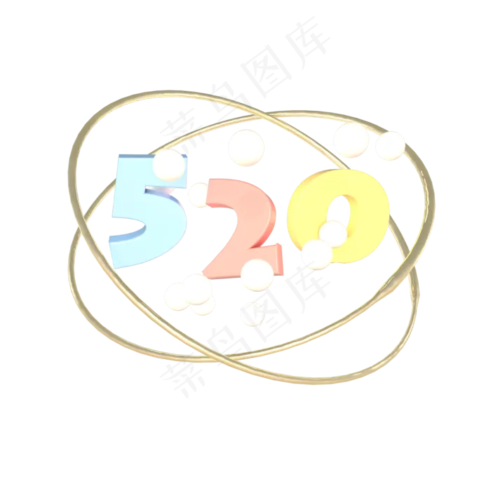 C4D立体情人节520艺术数字装饰(2000X2000(DPI:300))psd模版下载