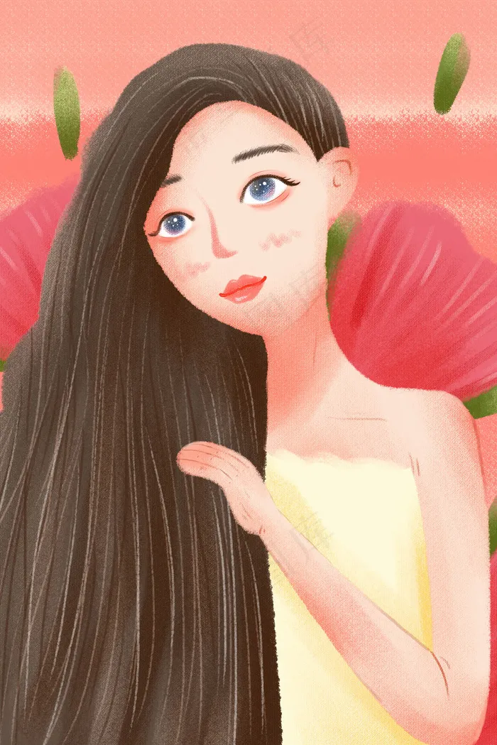 母亲节卡通可爱妈妈(3545X5315(DPI:300))psd模版下载