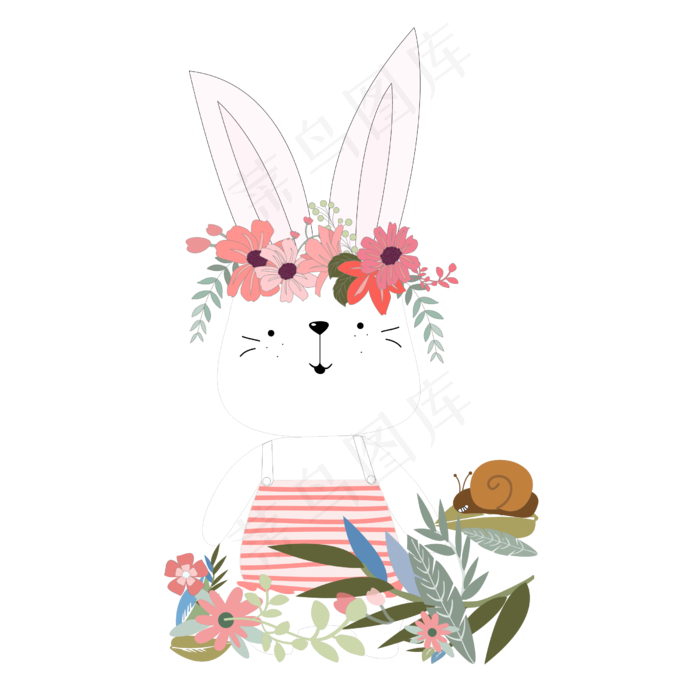 手绘秋天的兔子蜗牛