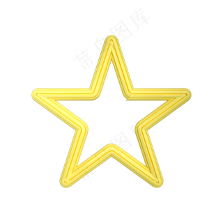 黄色立体质感五角星边框