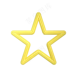 黄色立体质感五角星边框