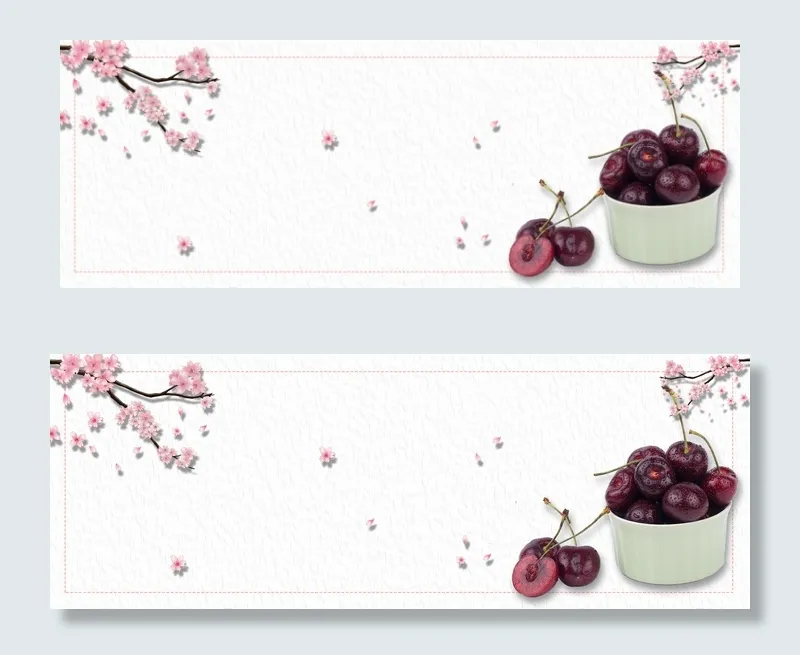 红色小清新文艺樱桃水果美食banner(1920*700px 	       )psd模版下载