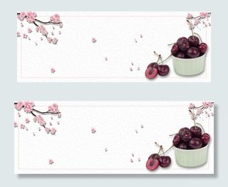 红色小清新文艺樱桃水果美食banner