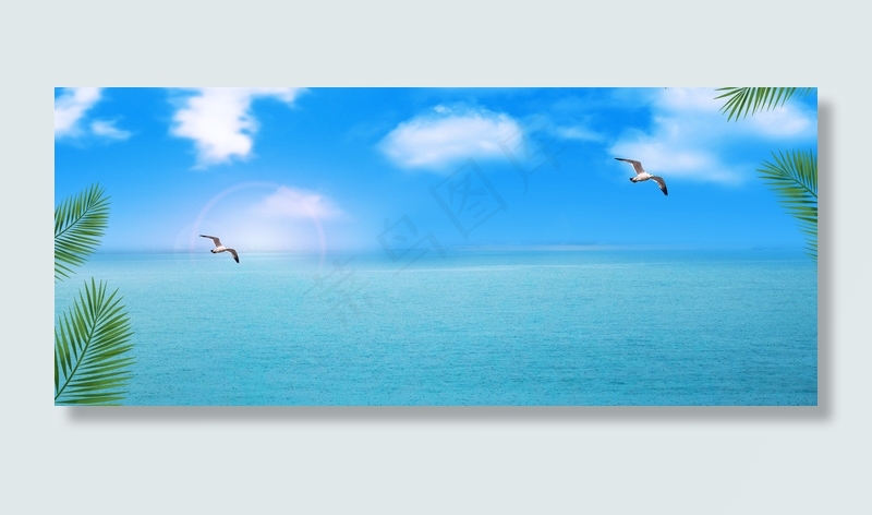 蓝色大海背景海报图