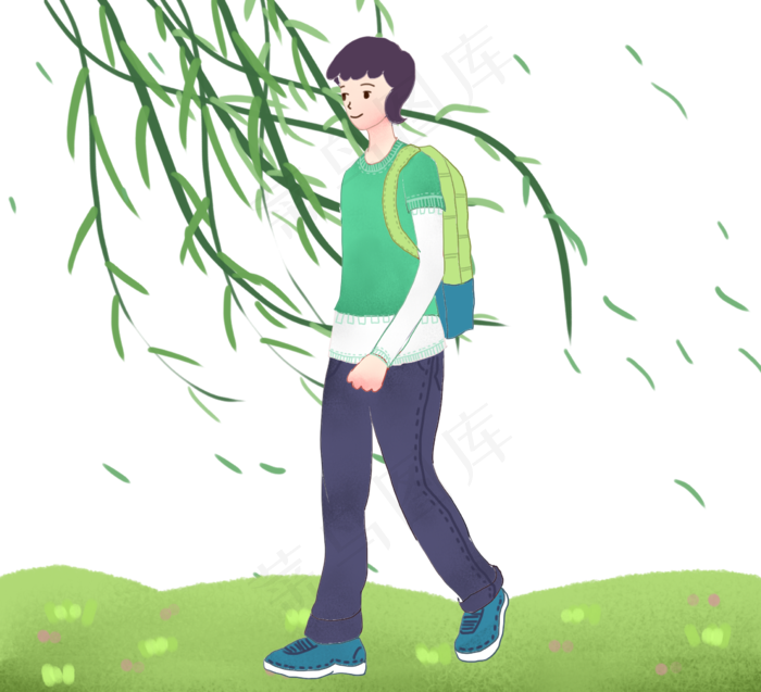 清明踏青男孩(2430X2210(DPI:300))psd模版下载