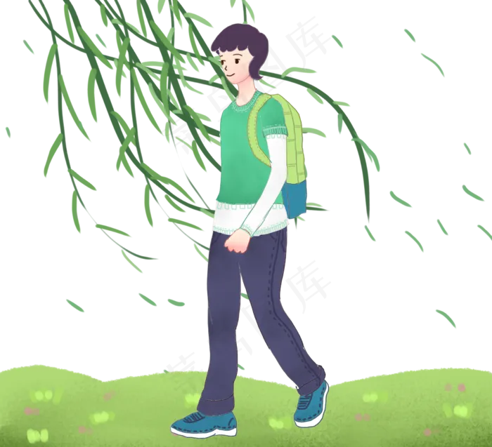 清明踏青男孩(2430X2210(DPI:300))psd模版下载