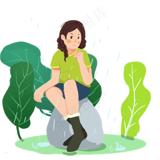 谷雨坐着的小女孩