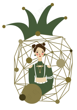 森系菠萝水果唯美女孩