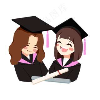 毕业季学士服女孩合影素材