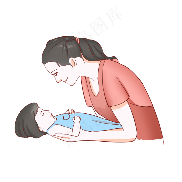 妇女节母亲节妈妈哄宝宝睡觉,免抠元素