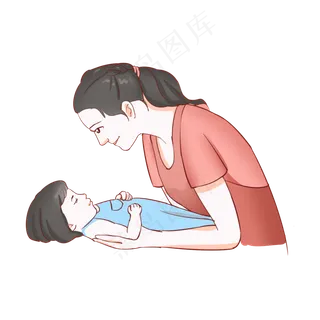 妇女节母亲节妈妈哄宝宝睡觉,免抠元素