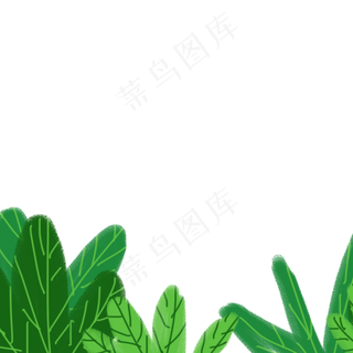卡通绿色叶子背影点缀免抠图