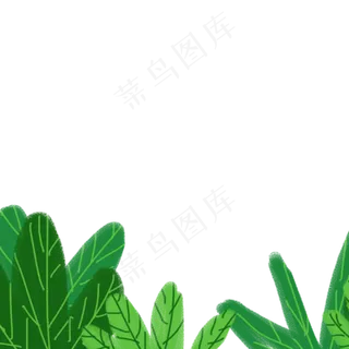 卡通绿色叶子背影点缀免抠图