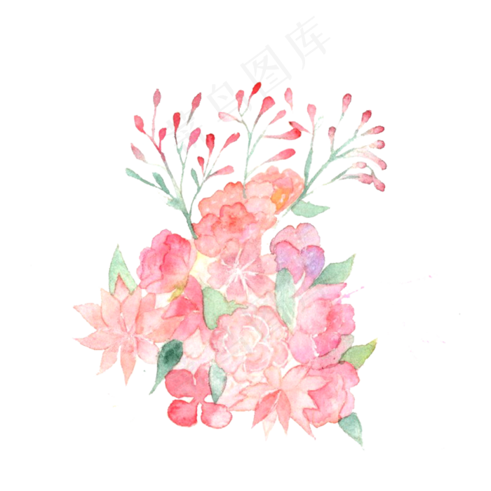 花朵花卉花团植物水红粉色PNG(2000X2000(DPI:200))psd模版下载