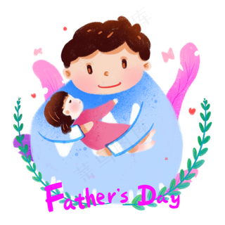父亲节卡通夸张风温馨父女