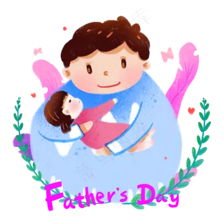 父亲节卡通夸张风温馨父女