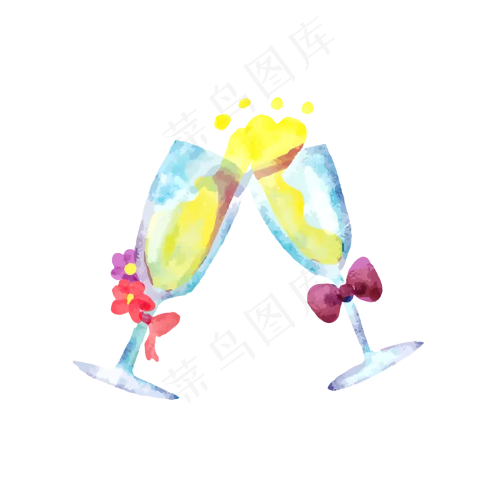 矢量手绘水彩高脚杯香槟,免抠元素(4167*4167px 300 dpi )ai矢量模版下载