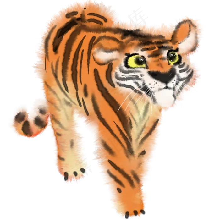 水彩动物手绘老虎PNG