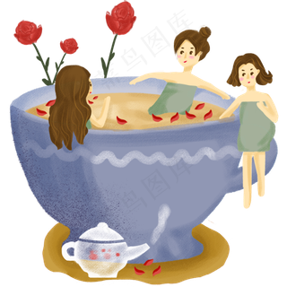 贴秋膘喝玫瑰花茶免抠图