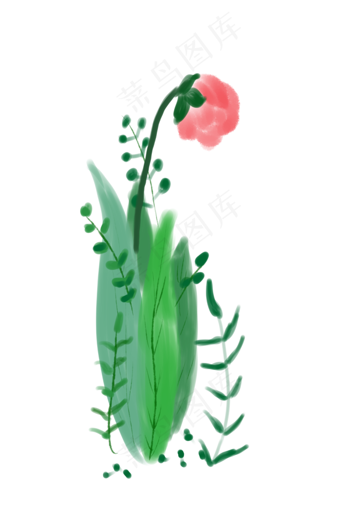 红色可爱花PNG素材