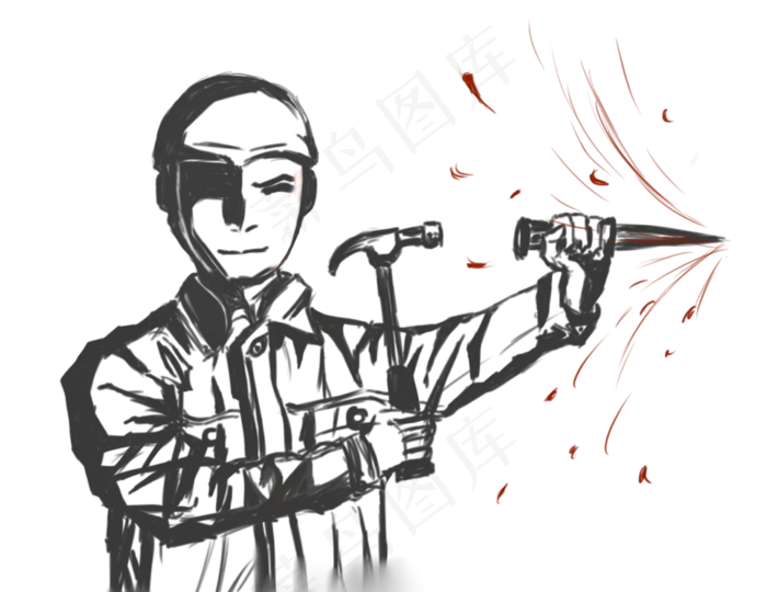 手绘工人劳动节装饰图片(2747X2118(DPI:300))psd模版下载