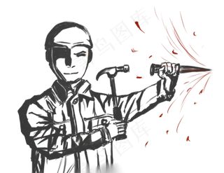 手绘工人劳动节装饰图片