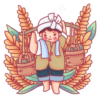 正在挑着扁担的劳动人民