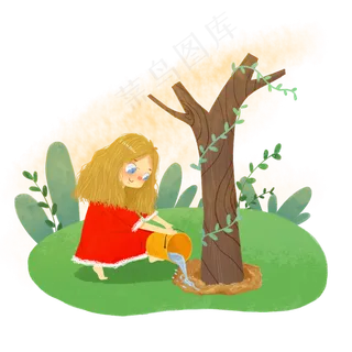 植树节植树浇水小朋友