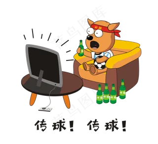 世界杯小狗看球赛喝啤酒