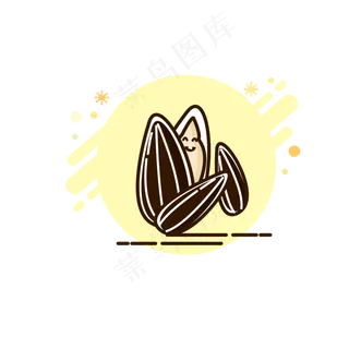 暖色调夏日瓜子坚果扁平化图案卡