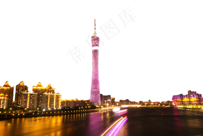 广州塔城市夜景灯光,免抠元素(2000*1333px 300 dpi )psd模版下载