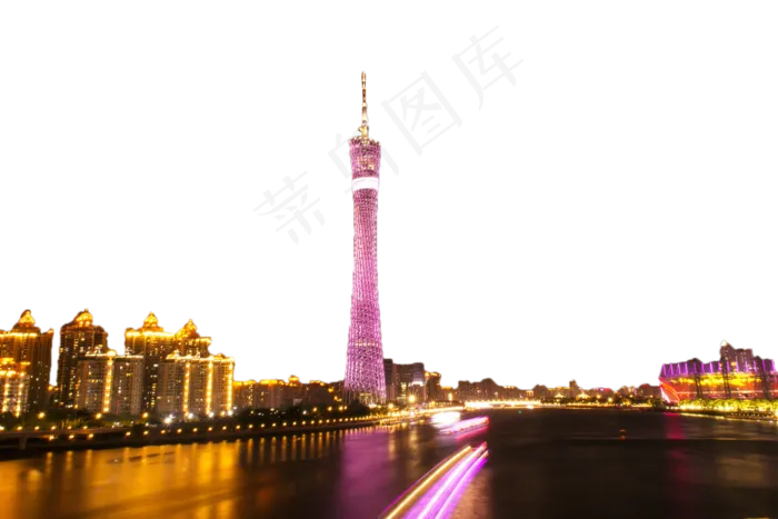 广州塔城市夜景灯光,免抠元素(2000*1333px 300 dpi )psd模版下载