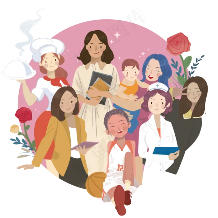 妇女职业3月8日各行各业精英女王�,免抠元素(4000X4000(DPI:150))psd模版下载