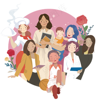 妇女职业3月8日各行各业精英女王�,免抠元素