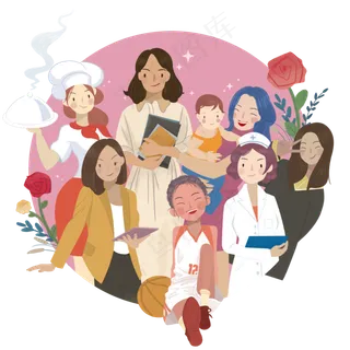 妇女职业3月8日各行各业精英女王�,免抠元素